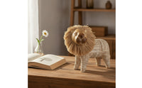 Lion Figurine Textured Tabletop Figurine with Wood-Like Finish Decorative Decor for Bookshelf