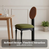 French Rural Design Wooden Chair with Woven backrestrest sturdy Wood Construction Dining Seat Retro look Household Furniture Anti-Slip Foot Pads for Cafe Owners, Interior Decorators, Restaurant, Kitchen, Living Room, Bedroom