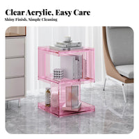 2-Tier Transparent Stand Robust 2-Tier Clear Table Sturdy for Renters, Students