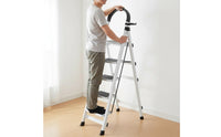 Foldable Design Folding Ladder Wide Steps V-Shaped Stepladder Heavy Duty 4 Step Ladder Anti-Slip Feet for Garage, Kitchen