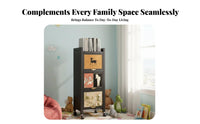 360-Degree Rotation Rotating bookstand Movable with casters Rotating Book Tower Space-Saving Design bookstand Large Capacity for Children, Students, Small Spaces, Study Room, Playroom, Home Office