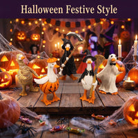 Halloween Duck Resin Figurine Set - Mummy, Pumpkin Reaper, Witch, Ghost