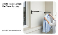 Foldable Hanging Clothes Rack No-Drill Installation Laundry Accessory Retractable sturdyDuty for Apartment Dwellers, Homeowners