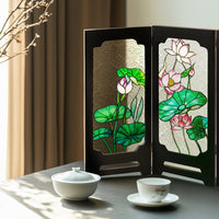 Decorative Tabletop Screen with Faux Relief Glass