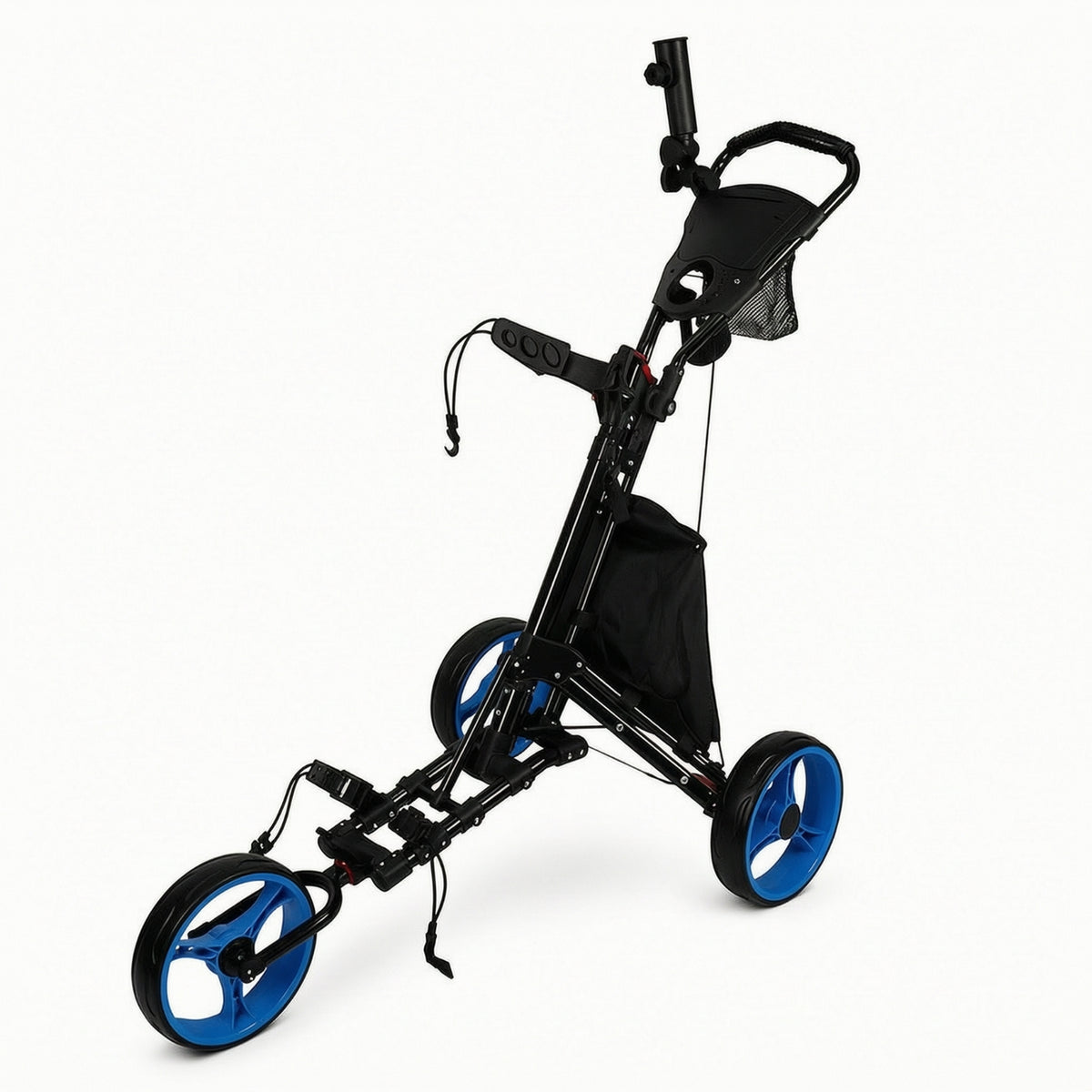 Foldable Golf Push Cart with Storage Bag Lightweight Golf Cart with Storage Bag Stable Smooth-Rolling for Golfers