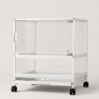 Large Bird Cage with Wheels and 2 Tiers, Stackable Metal Parrot Cage, Panoramic Clear Design, Easy to Wash for Various Bird Species