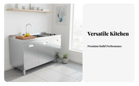 Stainless Steel Kitchen Cabinet Easy to Clean Unified Kitchen Workstation Water Resistant Metal Utility Cabinet for Homeowners, Apartment Dwellers