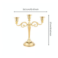 Three-Arm Candelabra Metal Candelabra with Weighted Base Polished for Wedding