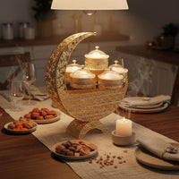 5 Compartment Snack Tray Decorative Centerpiece Curved Silhouette Snack Tray Multifunctional Tableware for Tea Desk
