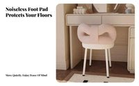 Upholstered Makeup Chair Sturdy Build ribbon rear Stool 360° rotate for Bedroom