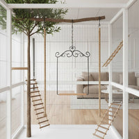 Wrought Steel Avian Swing Portable Metal Frame Bird Swing Easy to Hang Garden Decor for Hummingbirds, Outdoor, Backyard