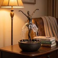 Compact Tabletop Fountain with Ballerina Sculpture Flowing Water Fountain with Ballerina Statue Soothing Small Tabletop Water Feature Relaxing for Desk