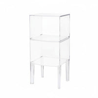 Transparent Design Clear C-Table Nordic Aesthetic Nightstand Minimalist design Home Furnishing Multi-Functional for Apartment Dwellers, Homeowners, Living Room, Bathroom, Small Spaces, Entryway