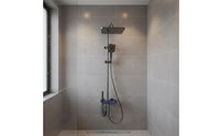 Solid Brass Valve Thermostatic Shower System Modern Design Digital Thermostatic Shower System Hydro-Powered 4-Function Push Buttons for Elderly, Kids, Hotel