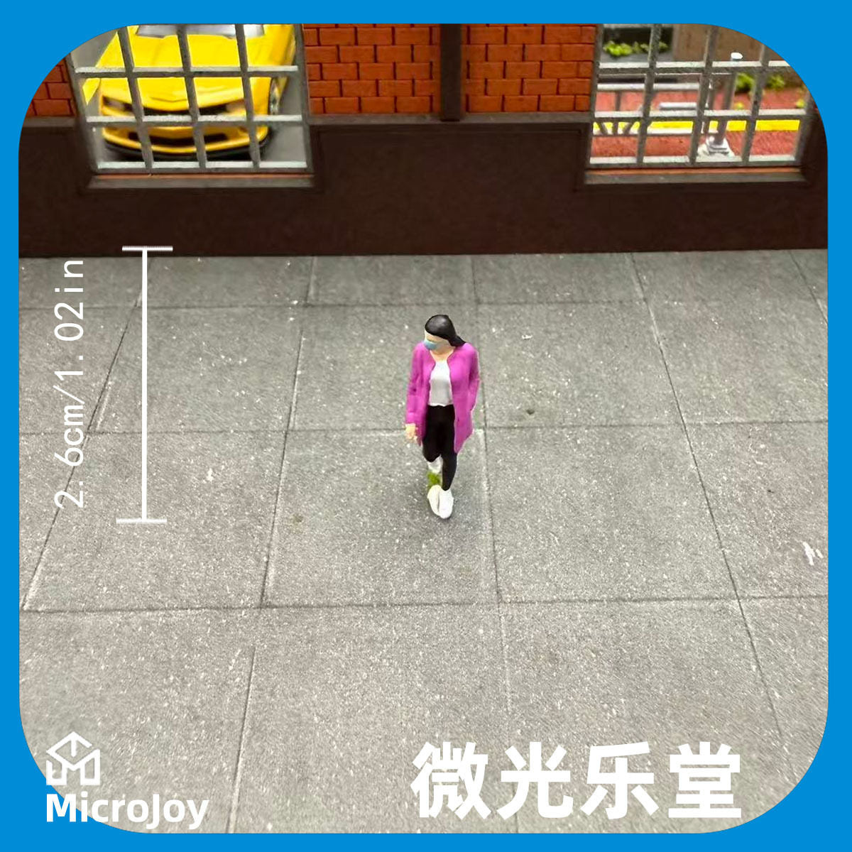 1/64微缩仿真人偶模型树脂涂装成品小人戴口罩女玩具摆件