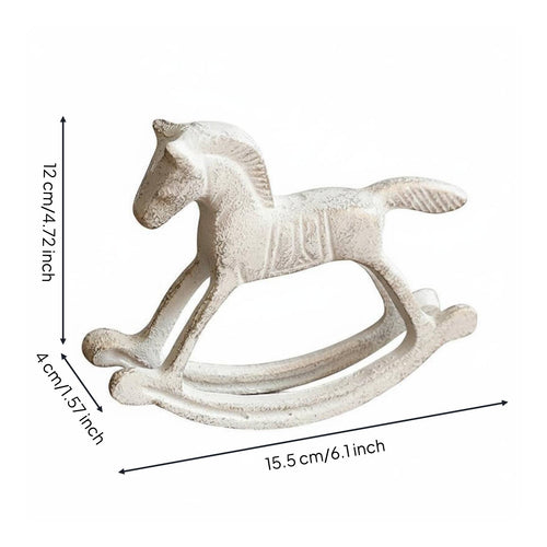Cast Iron Rocking Horse Farmhouse Decor Creature Figurine for Living Room, Study
