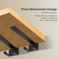 Black Hidden Invisible L-Shaped Shelf Bracket with Hook, Thickened