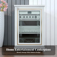 Rolling Audio Rack Cabinet Locking Casters Lockable Media Equipment Cabinet Heavy-Duty Construction Rolling Equipment Rack for Conference Room