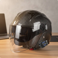 With Face Visor | Carbon Fiber Look, Aerodynamic, Helmet with Visor, for City Commuting