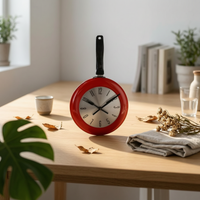 Frying Pan Timepiece Black Handle Pan Wall Timepiece 8-Inch