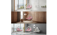 Cushioned Hanging Egg Chair with Stand Indoor Egg Chair with Stand Bedroom Furniture Cushy for Reading Nook