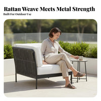 4 Pieces 4-Piece Woven Seating Set Weather-Resistant Outdoor Furniture Set Thick Paddings Easy to Clean for Homeowners