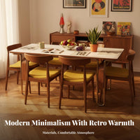 Sintered Stone Top Rectangular Wood-Leg Table German Modernist Inspired Dining Room Furniture Nordic Design mid-centuryera Modern design for Families, Homeowners, partners, Kitchen, Home, Restaurant