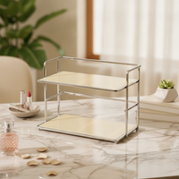 Tabletop Storage Rack Compact Desktop Organizer Portable 2-Tier Tabletop Trolley for Desk