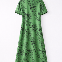 Plus Size Floral Maxi Dress with Three Quarter Sleeves for Women, Round Neck Flared Wedding Guest for Summer, Extended Sizes