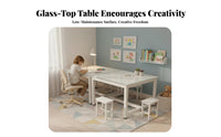 Kindergarten Glass Craft Station Firm Table and Sturdy Kids Group Craft Table Kids Learning Desk for Students, Teachers, Playroom, Home, Homework