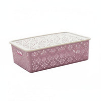 Decorative Storage Box Versatile Hollow Storage Basket Stackable Lace Pattern Organizer Bin for Desktop, Washroom, Living Room
