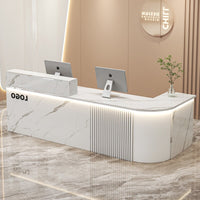 Modern Reception Desk Sturdy Construction Retail Front Desk Ample Storage Modern Checkout Counter for Receptionists, Business Owners