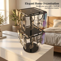 Acrylic Sunglasses Organiser, 2-Tier Rotating Display Stand, Clear Desktop Eyewear Holder for Retail