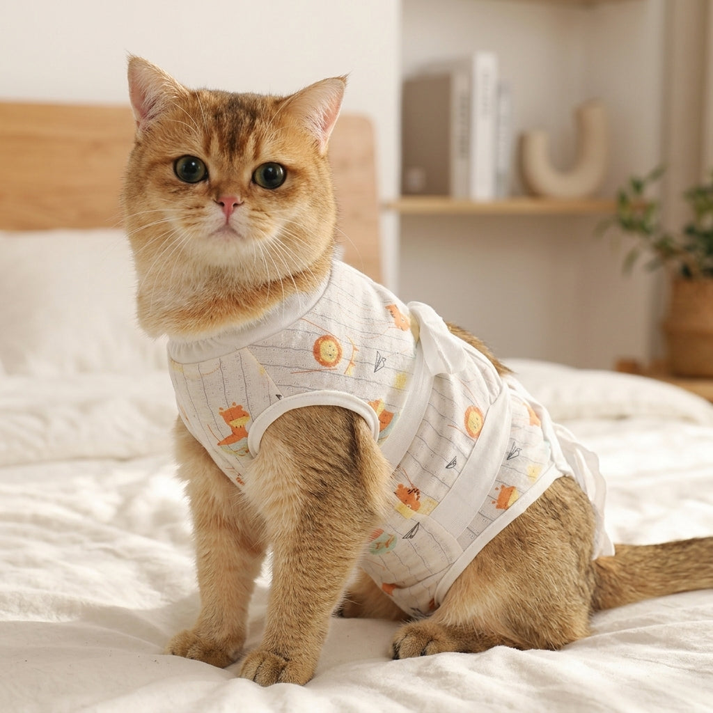 Cat Neutering Suit, Breathable Post Surgery Clothing with Tie Closure, Full Body Recovery Wear for After Surgery