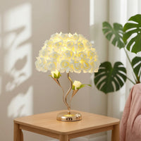 Rose Table Lamp Warm Glow Lamp with Rose Shade Decorative Gold-Tone for Vanity, Wedding