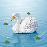 2 Pieces Floating Swan Statue Lifelike Shape Garden Ornament Weather-Resistant