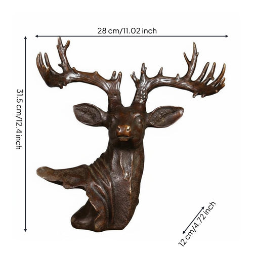 Deer Head Sculpture Antique Finish Table Ornament Craftsmanship Home Decor
