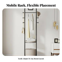 Rolling Clothes Rack with Shelves Space-Saving Design for Retail shop, Students