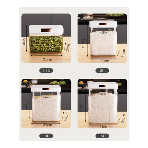 Flour Storage Bin Moisture-Proof Sealed Grain Canister Large Capacity