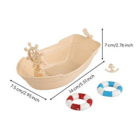 Nautical Miniature Boat with Oars Seaside Plastic Boat Model Beach-Style Decor Small for Aquariums