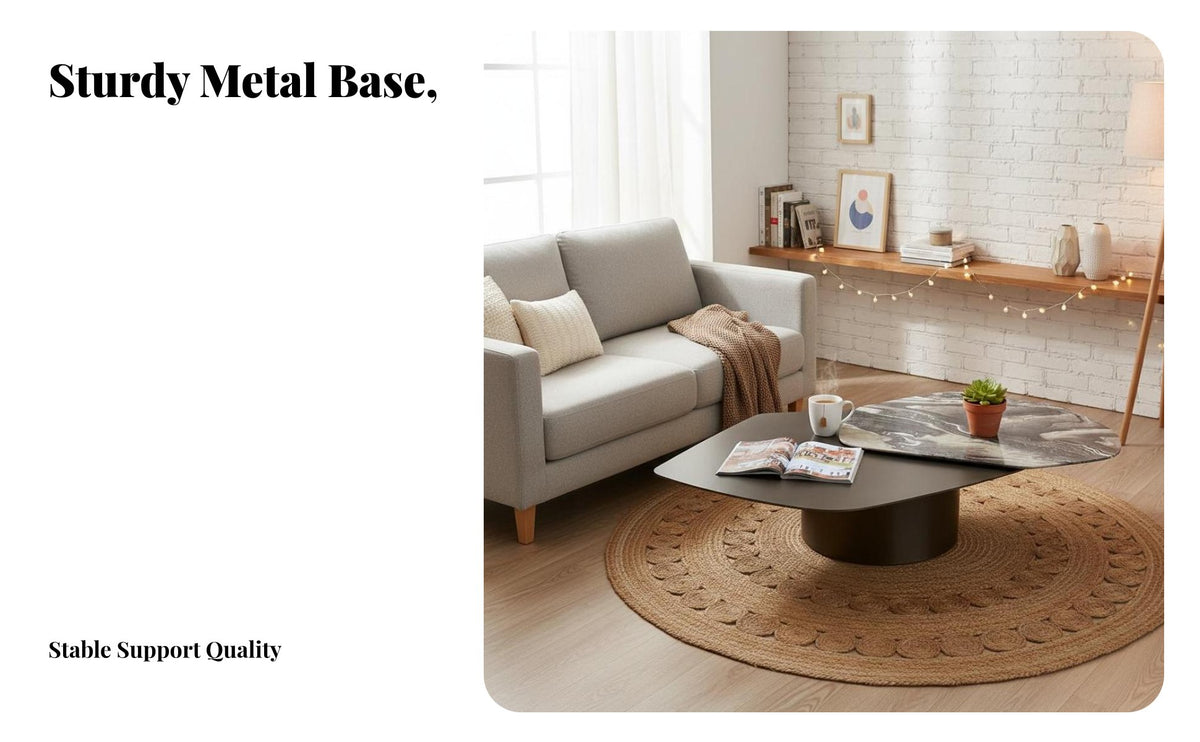 2 Pieces Modern Design Pebble and Round stackableing Tables Minimalist design Living Room Furniture Irregular Shape Coffee Table Set Space-Saving for Apartment Dwellers, Interior Designers, Homeowners, Small Spaces, Lounge Area