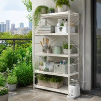 Rust-Resistant 5-Tier Storage Rack Steel Utility Shelving Unit Heavy Duty Metal Shelving Unit Open-Frame for Balcony, Kitchen, Living Room