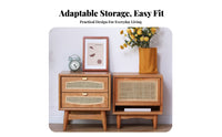 Rattan Door Accent Cabinet Japandi Design Rattan Door End Table Minimalist