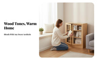 Dustproof Design Japaneseaesthetic Grid Cabinet Large Capacity 2-Door Cupboard Stable Structure Bookshelf Long-Lasting Construction for Book Lovers, Homeowners, Bay Window Area, Living Room, Bedroom, Home Office