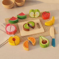 Pretend Play Culinary Items with Cutting Board Educational Culinary Play Props Cutting Interactive Display Fruit and Veggie Toy Set