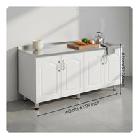 Kitchen Storage Unit Standing Kitchen Cupboard Stainless Metal Surface Modular Design Easy to Clean Cabinet with Drawers and Shelved Compartments Suitable for Families Utility Room Homeowners Home Decoration