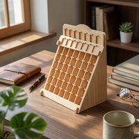 Card Display Rack with Dividers Stable Wooden Display Stand Versatile Organizer for Desk