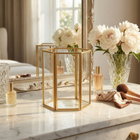 Compact Desktop Storage Holder with Metal Frame Elegant Makeup Brush Holder Space Saving Makeup Brush Organizer Modern for Dressing Table