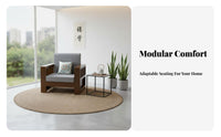 Minimalist Design New Chinese Design Couch Set Sturdy Construction Solid Wood Sofa Set High-Rebound Cushions Wooden Frame Seating Group Comfortable for Apartment Dwellers, Homeowners, Families, Home, Small Areas, Reception Area
