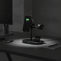 25W 3-in-1 Charging Stand Cool 3-in-1 Charging Station Compatible Qi2 Wireless Charger Easy Alignment for Desk